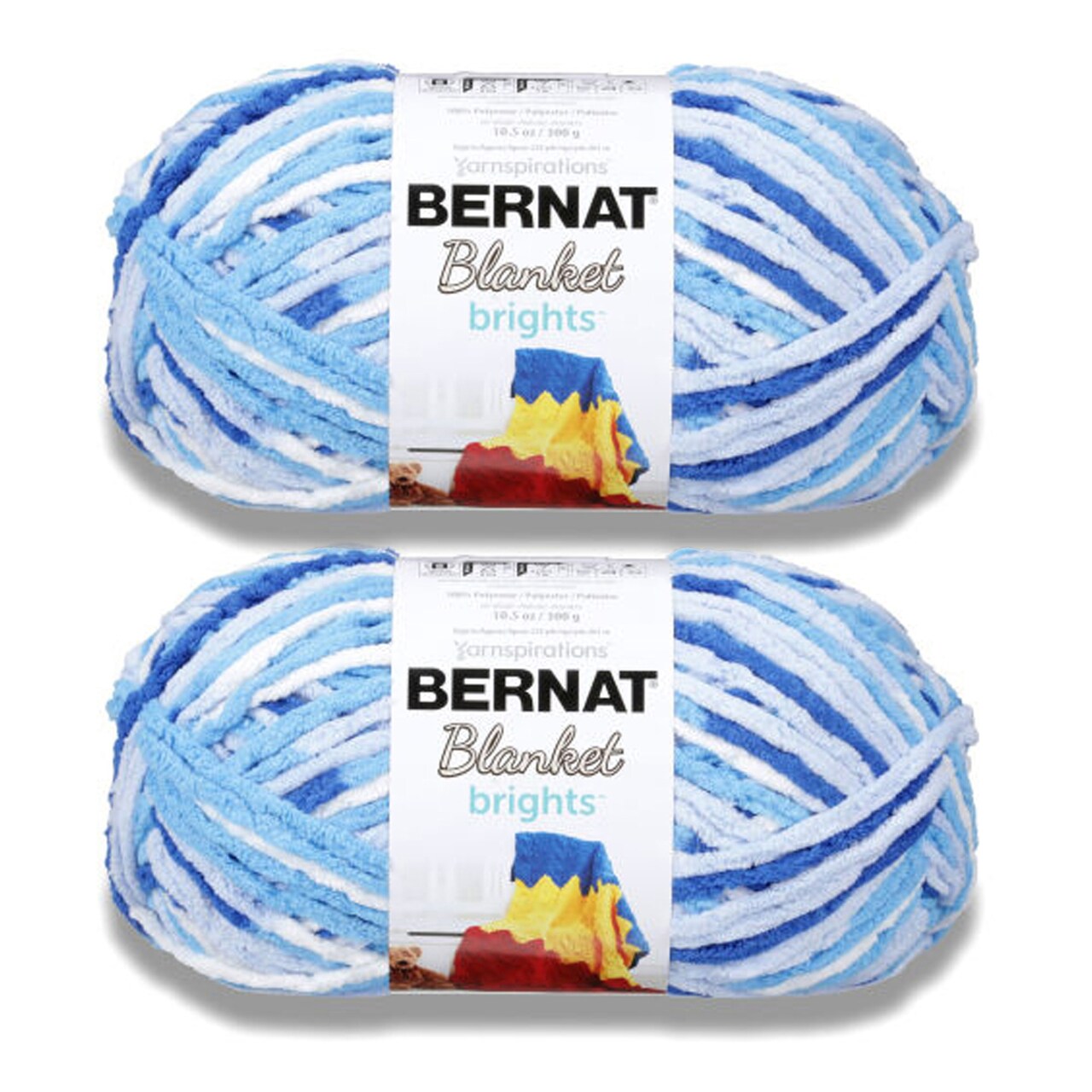 Bernat Blanket Brights Waterslide Varg Yarn - 2 Pack of 300g/10.5oz -  Polyester - 6 Super Bulky - 220 Yards - Knitting/Crochet